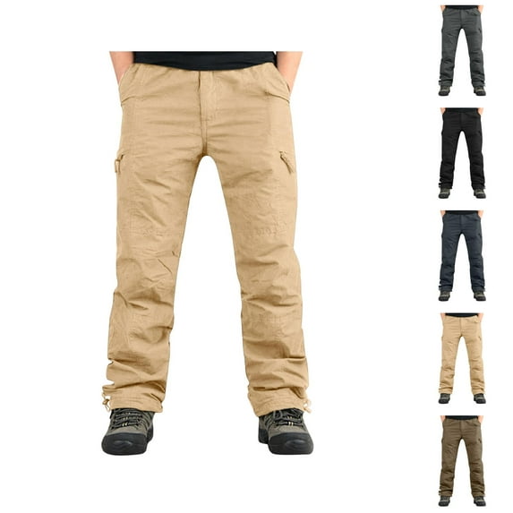 Cargo Pants for Men 2025 Zipper Button Elastic Waist Casual Outdoor Work Pants with Pockets Mens Trousers