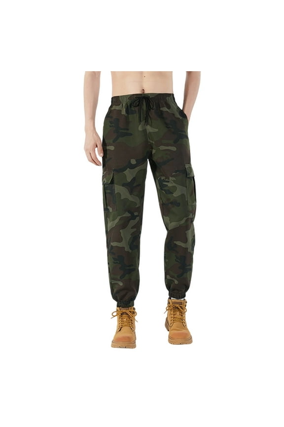 Cargo Pants for Men Baggy Camouflage Work Pants Cargo Nine Tenths Length Big Tall Casual Lightweight Spring Fall CE1 S