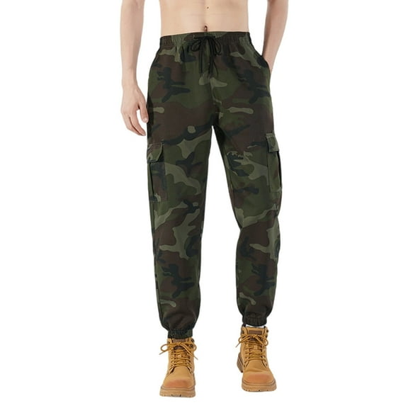 Cargo Pants for Men Baggy Camouflage Work Pants Cargo Nine Tenths Length Big Tall Casual Lightweight Spring Fall CE1 XL