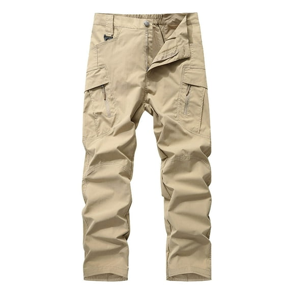 Cargo Pants for Men Baggy Multi Pocket Casual Pants Utility Straight Leg Fall Spring Color Options Khaki XXL