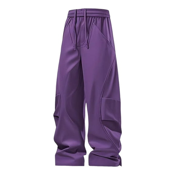 Cargo Pants for Men Baggy Quick Dry Casual Pants Durable Breathable Straight Leg Lightweight Workout Purple XXL