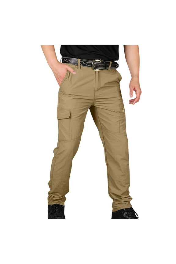 Cargo Pants for Men Baggy Waterproof Fast Dry Hiking Pants Flex Cargo Stretch Work Lightweight Outdoor Hiking Trousers (4XL, Gold)