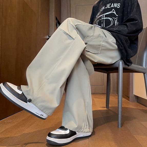 Cargo Pants for Men Black Trousers Male Jogging Korean Casual Japanese Streetwear Hip Hop Safari Style Pocket Sweatpants Male