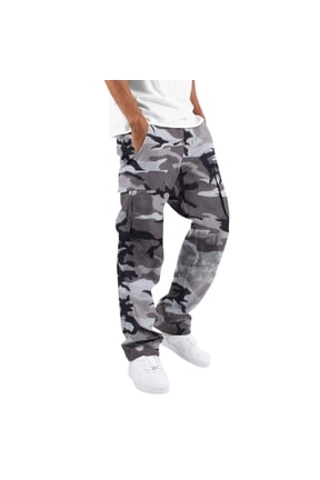 Cargo Pants for Men Camo Pants Straight Regular Fit Work Pants Multi Pockets Outdoor Hiking Jogger Trousers