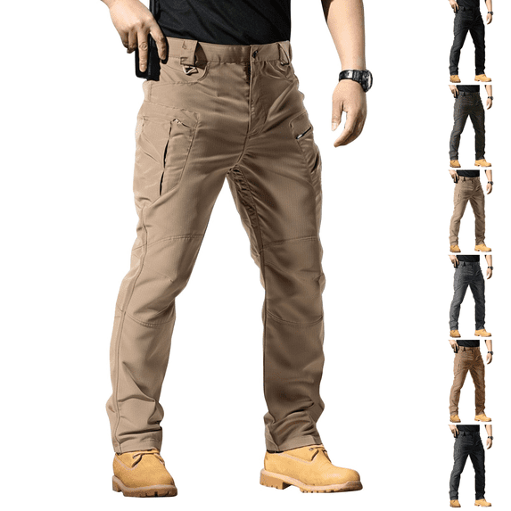Cargo Pants for Men Carpenter Jeans Fishing Outdoor Cargo Sweats Rain Pant Stretch Cargo Joggers Breathable Construction Work Pants Khaki 3XL
