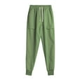 thumbnail image 1 of Cargo Pants for Men Casual Active Cotton Active Hiking Sweatpants Elastic Waist Drawstring Trouser with Pockets (L, Green), 1 of 5