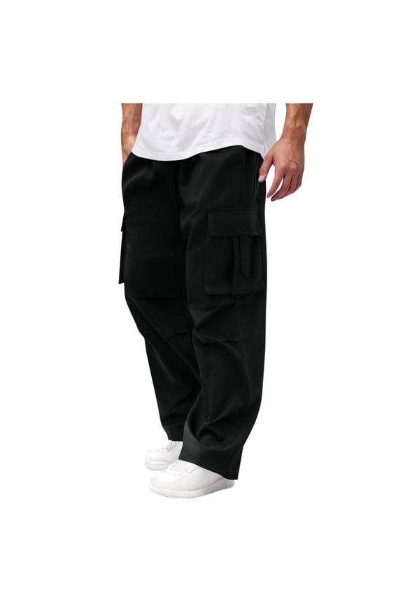 Cargo Pants for Men Drawstring Casual Loose Work Pants Multi Pockets