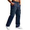 thumbnail image 1 of Cargo Pants for Men Elastic Waist Work Pants with Drawstring Multi Pockets Hiking Lightweight Tactical Trousers Navy 4XL, 1 of 9