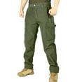 thumbnail image 1 of Cargo Pants for Men Fleece Lined with Pockets Straight Leg Trousers Mens Casual Solid Color Thermal Warm Mid Waisted Hiking Work Tactical-Pant, 1 of 4