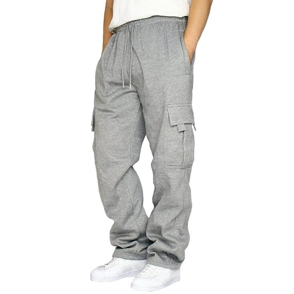 Cargo Pants for Men Men Solid Casual Multiple Pockets Outdoor Straight Type Fitness Pants Cargo Pants Trousers Baggy Wide Leg