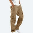 thumbnail image 1 of Cargo Pants for Men Men Solid Casual Multiple Pockets Outdoor Straight Type Fitness Pants Cargo Pants Trousers, 1 of 9