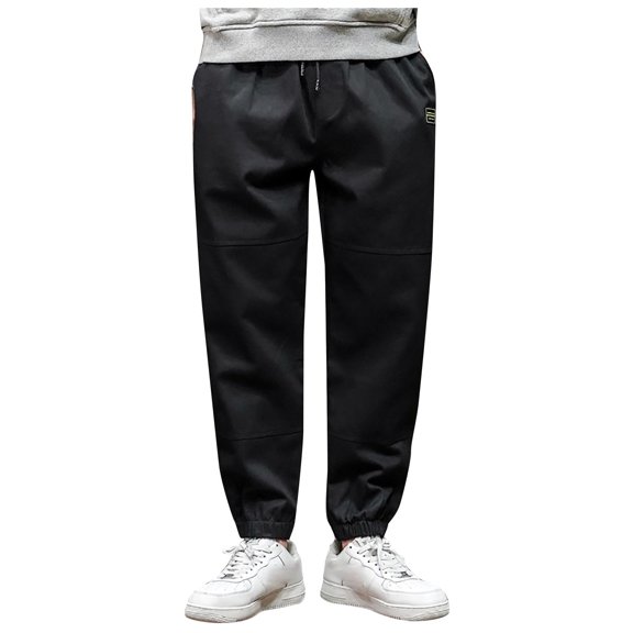Cargo Pants for Men Men Solid Color Casual Pants Drawstring Mouth Hiking Work Pants Outdoor Clothing Cargo Pants ,Black,4XL