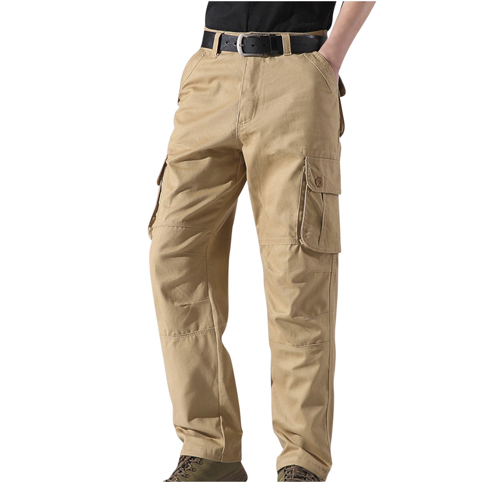 Cargo Pants for Men Solid Casual Pants Multiple Pockets Straight