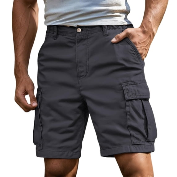 Cargo Pants for Men Multi-Pocket Drawstring Streetwear Hiking Wide Leg Shorts with Breathable Elastic Waist 2026, 2XL