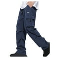 thumbnail image 1 of Cargo Pants for Men Multi Pockets Drawstring Casual Loose Workout Pants, 1 of 5