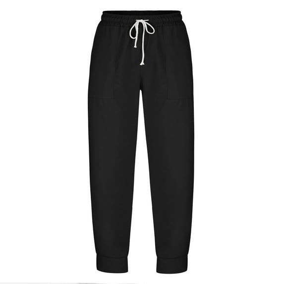 Cargo Pants for Men QIPOPIQ Clearance,Men's Big & Tall Pure Color Outdoors Zipper Pocket Pants Sweatpants Black 3XL