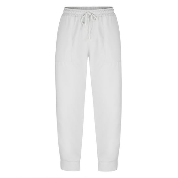 Cargo Pants for Men QIPOPIQ Clearance,Men's Big & Tall Pure Color Outdoors Zipper Pocket Pants Sweatpants White L