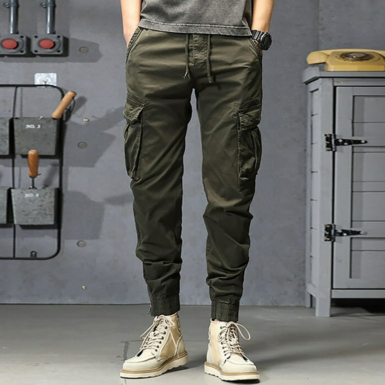 Mens Outdoor Casual Cargo Pants Fall Trendy Solid Color