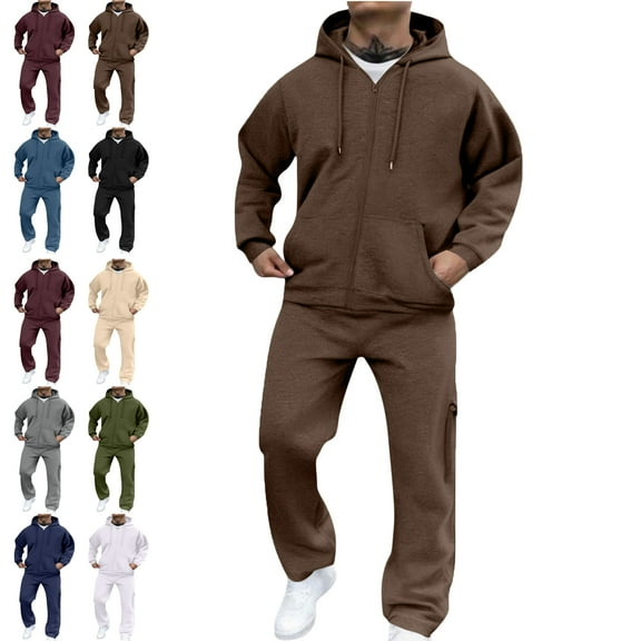 Lenago,Men's Tracksuits Sweatsuits for Men Pullover Hooded Sports Sweat Track Suits 2 Piece Casual Athletic Jogging Warm Up Full Zip Sets Long Sleeve Trousers Two-Piece Elastic Waist Tracksuit