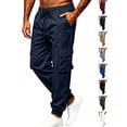 thumbnail image 1 of Cargo Pants for Men Solid Color Drawstring Jogger Pants with Pockets for Daliy Wear, 1 of 7