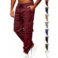 thumbnail image 1 of Cargo Pants for Men Solid Color Drawstring Jogger Pants with Pockets for Daliy Wear, 1 of 7