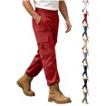 thumbnail image 1 of Cargo Pants for Men Solid Color Elastic Waist Multiple Pockets Outdoor Straight Type Climbing Hiking Pants, 1 of 7