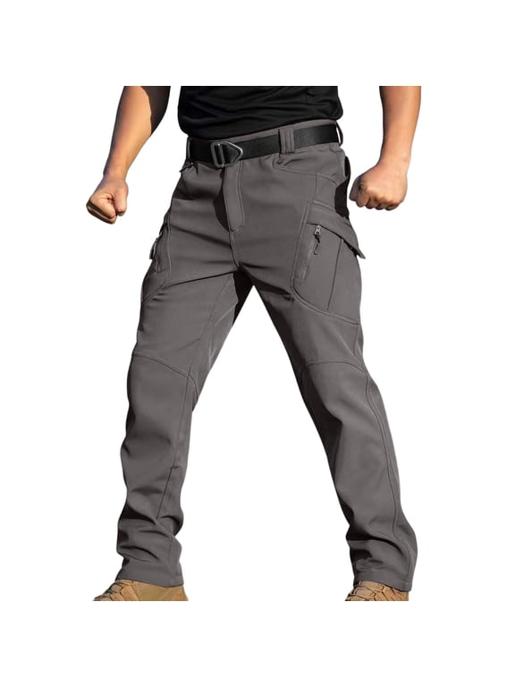 Cargo Pants for Men Thermal Fleece Lined Work Outdoor Snow Ski Insulated Hiking Trousers