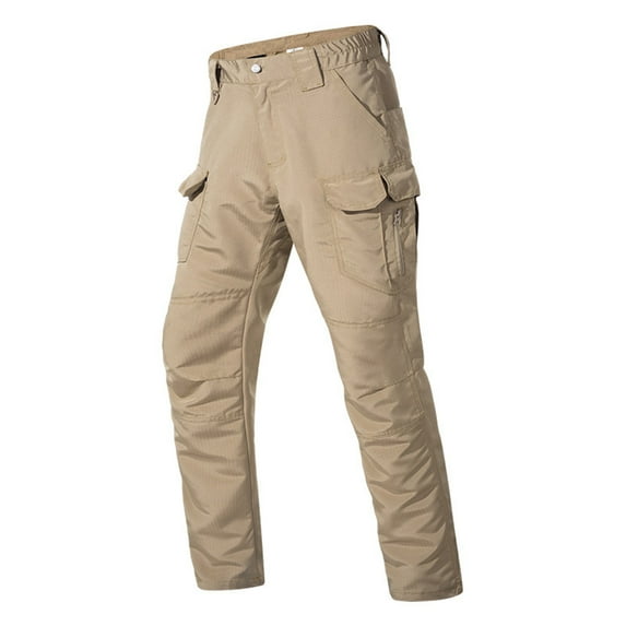 Cargo Pants for Men Waterproof Straight Leg Elastic Waist Trousers with Pockets Mens Casual Solid Color Breathable Hiking Fishing Pant