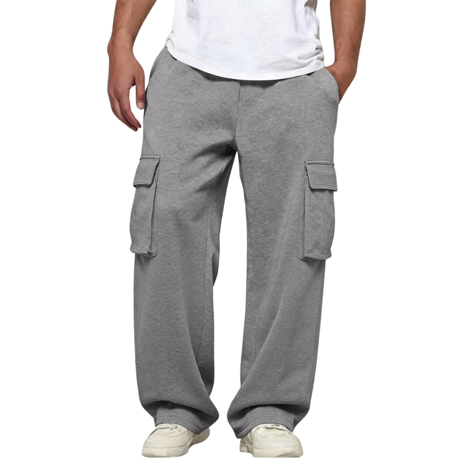 Cargo Pants for Men Wide Leg Baggy Sweatpants Casual Hiking Workout ...