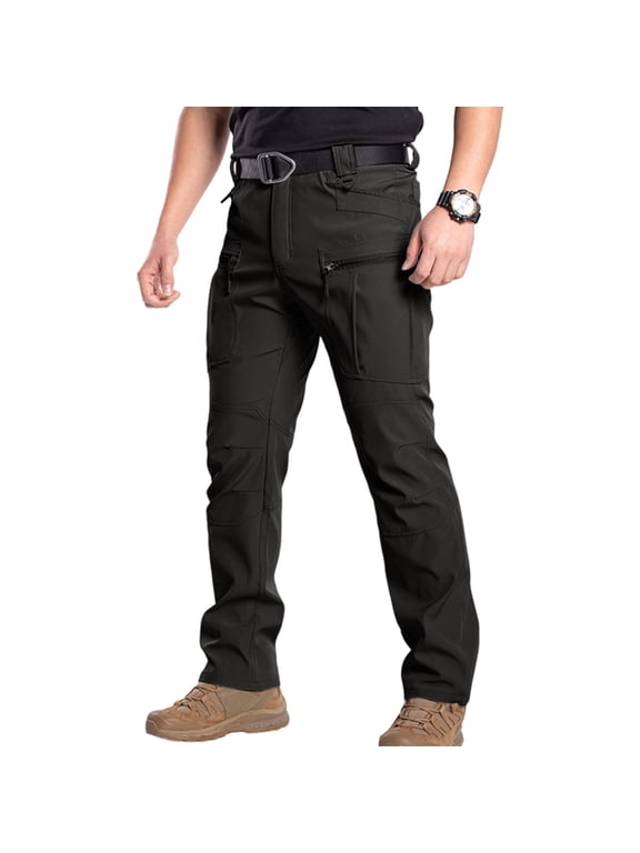 Cargo Pants for Men Work Waterproof Tactical Hiking Pants Outdoor Water Resistant Quick Dry Construction Multi Pockets Black L