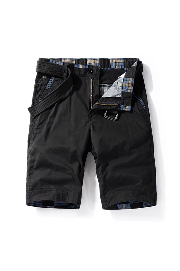 Cargo Pants for Men with Pockets Slim-Fit Straight Leg Mid Waisted Casual Solid Color Comfort Outdoor Hiking Fishing Bermuda Short