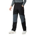 thumbnail image 1 of Cargo Pants for Men with Zipper Pockets Fleece Lined Straight Leg Work Pant Elastic High Waisted Casual Color-Block Hiking Fishing Trousers, 1 of 8