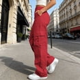 thumbnail image 1 of Cargo Pants for Women Baggy Straight Leg High Waisted Trousers Multi Pockets Utility Bottoms Relaxed Fit Streetwear Casual Workwear, 1 of 9