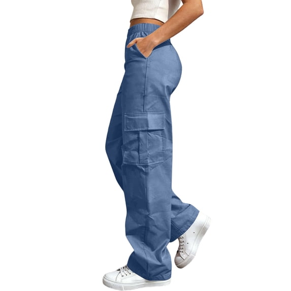 Cargo Pants for Women Casual Solid Color Pants Straight Leg Cargo Casual Trousers With Pockets
