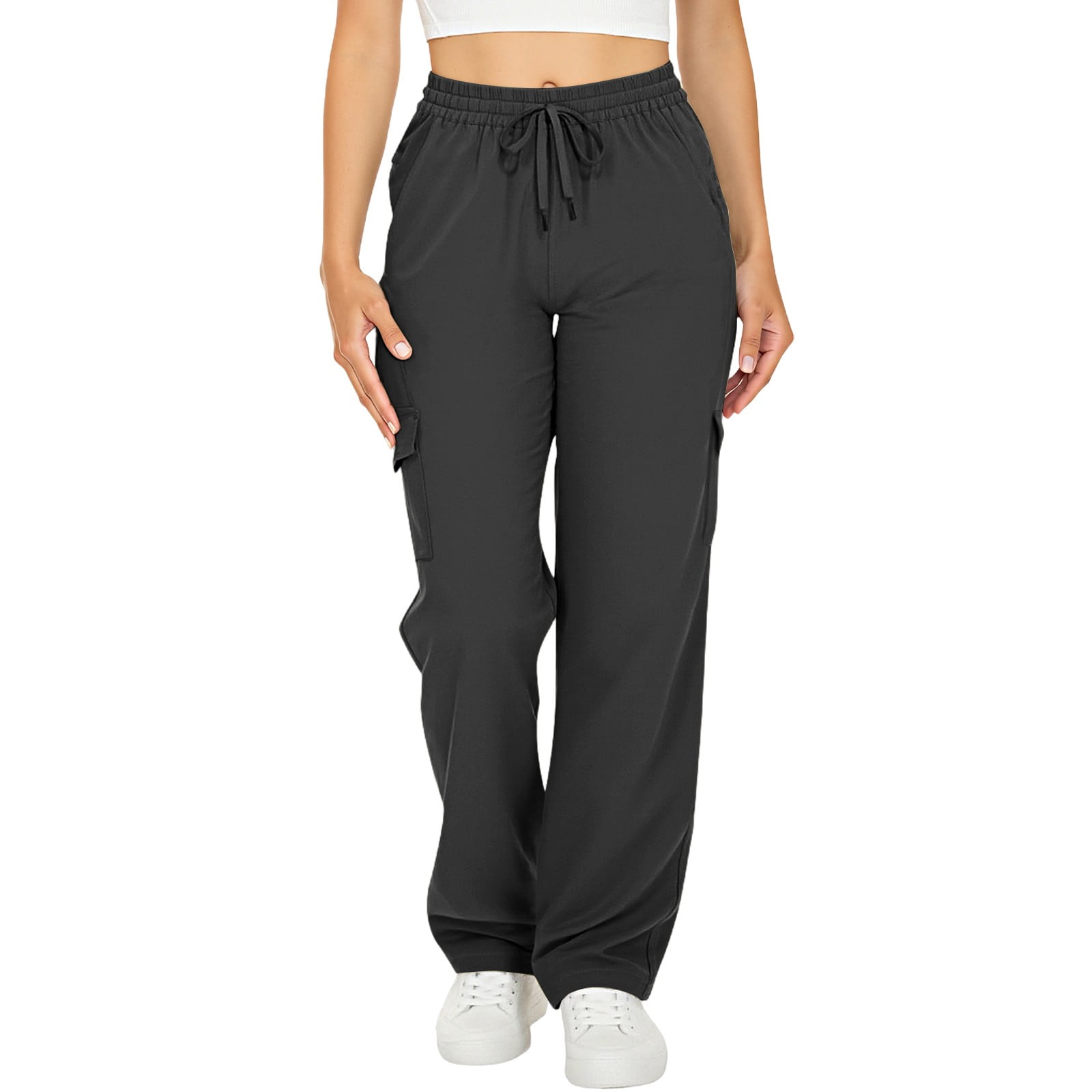 Cargo Pants for Women Casual Vacation Trousers Pockets Baggy Stretchy ...