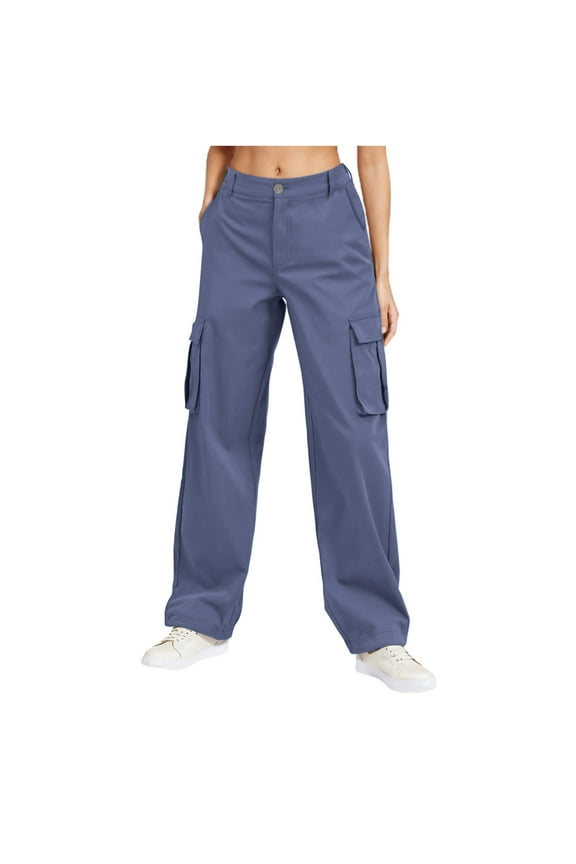 Cargo Pants for Women Elastic Waisted Baggy Drawstring Full Length Pants with Multi Pockets Navy XL