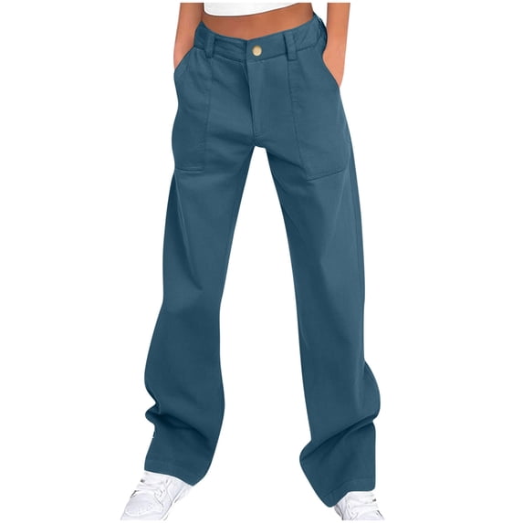 Cargo Pants for Women Elastic Waisted Casual Fashion Sports Pant Straight Leg Lightweight Stretchy Baggy Trousers with Pockets