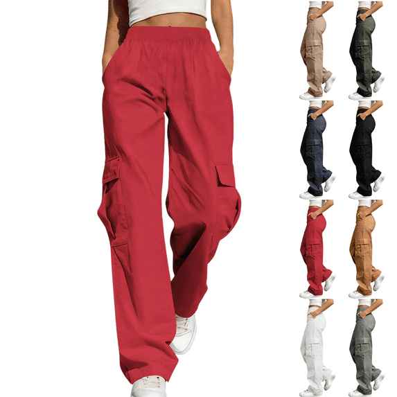 Cargo Pants for Women High Waisted Baggy Wide Leg Stretchy Streetwear Straight Leg Trendy Daily Casual Casual Trousers With Pockets Size S-3XL