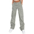 thumbnail image 1 of Cargo Pants for Women High Waisted Casual Pants Baggy Stretchy Wide Leg Y2K Streetwear with 6 Pockets, 1 of 7