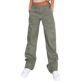 thumbnail image 1 of Cargo Pants for Women High Waisted Casual Pants Baggy Stretchy Wide Leg Y2K Streetwear with 6 Pockets, 1 of 7