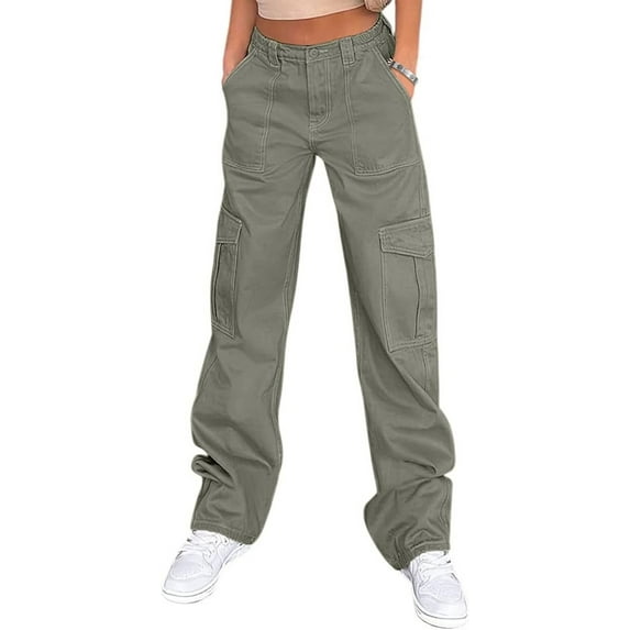 Cargo Pants for Women High Waisted Casual Pants Baggy Stretchy Wide Leg Y2K Streetwear with 6 Pockets