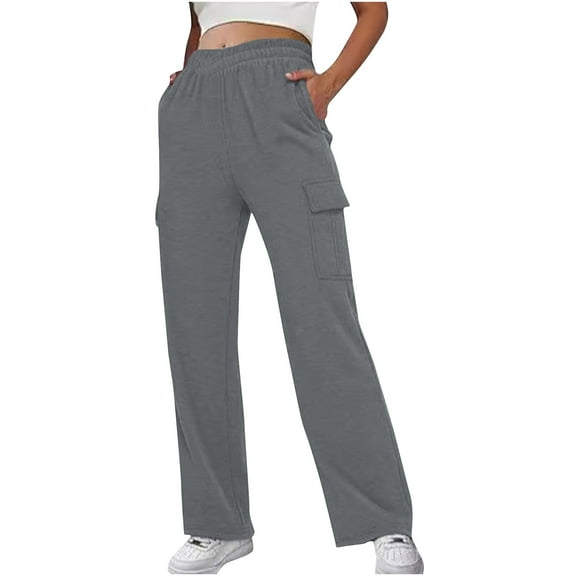 Cargo Pants for Women High Waisted Casual Pants Baggy Stretchy Wide Leg Y2K Streetwear with Pockets Gray XL