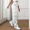 thumbnail image 1 of Cargo Pants for Women High Waisted Casual Pants Elastic Waist Baggy Wide Leg Trousers with Pockets Streetwear Travel Pants, 1 of 8