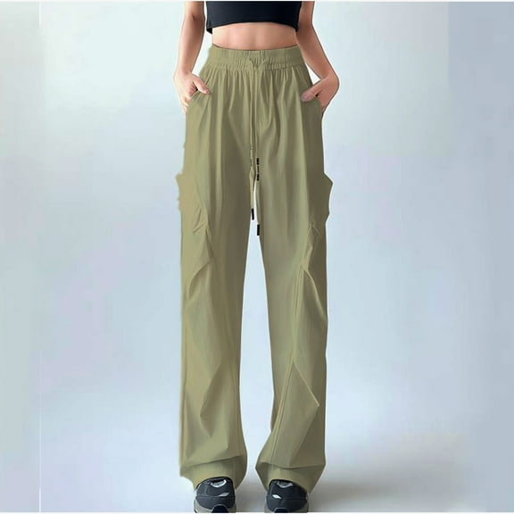 Cargo Pants for Women High Waisted Wide Leg Workout Pants Lightweight Quick Dry Baggy Pant with Pockets Hiking Casual Streetwear