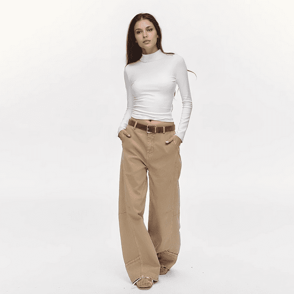 Cargo Pants for Women Mid Waist Casual Pants Baggy Stretchy Wide Leg Y2K Streetwear Jeans with Pockets