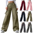 thumbnail image 1 of Cargo Pants for Women Plus Size Loose Casual Pants Straight Leg Casual Athletic Joggers With Side Pockets, 1 of 8