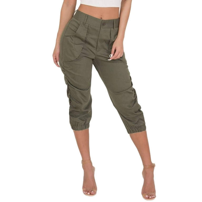 Cargo Pants for Women Pocket Capris Crop Pants Summer Casual Loose Cropped  Pants With Pockets