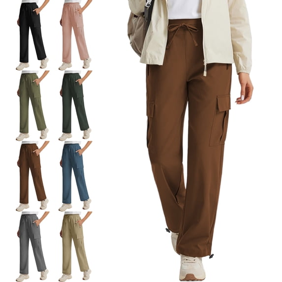 Cargo Pants for Women Quick Dry Water Resistant Multi Pocket Hiking Outdoor Athletic Solid Color Trousers