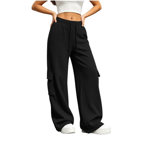 Cargo Pants for Women Solid Color Casual Joggers Sweatpants Baggy Workout Trousers With Pockets
