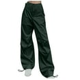 thumbnail image 1 of Cargo Pants for Women Straight Wide Leg Pant High Waisted Baggy Loose ted Streetwear Classic Cargos Trousers (X-Small, Green), 1 of 4